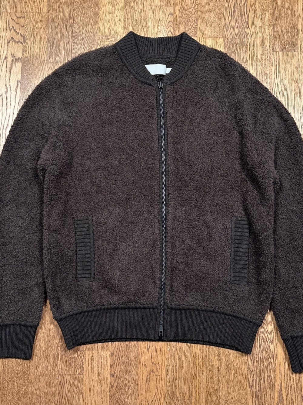 Vince Teddy Wool Sherpa Fleece Blend Relaxed Brown Bomber Jacket Mens Large